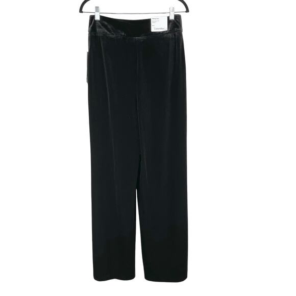 Calvin Klein Whitney Velour Velvet Black Wide Leg High Rise Trouser Pants 2 NWT - Picture 3 of 15